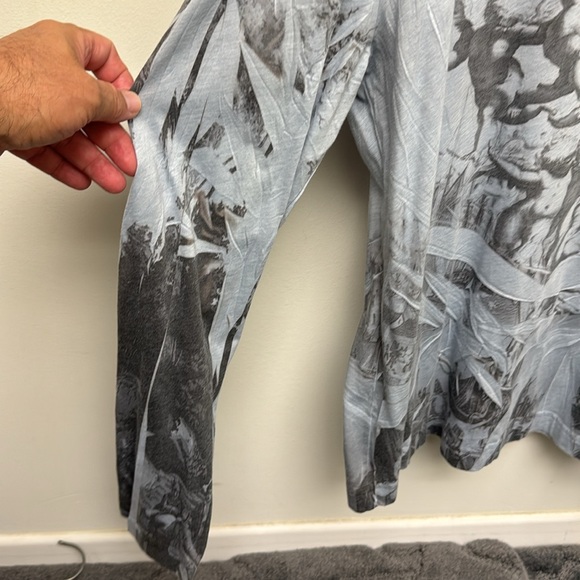 Rare Vintage 2k Ami Sanzuri cherubs crimped print long sleeve T-shirt M - Picture 3 of 6